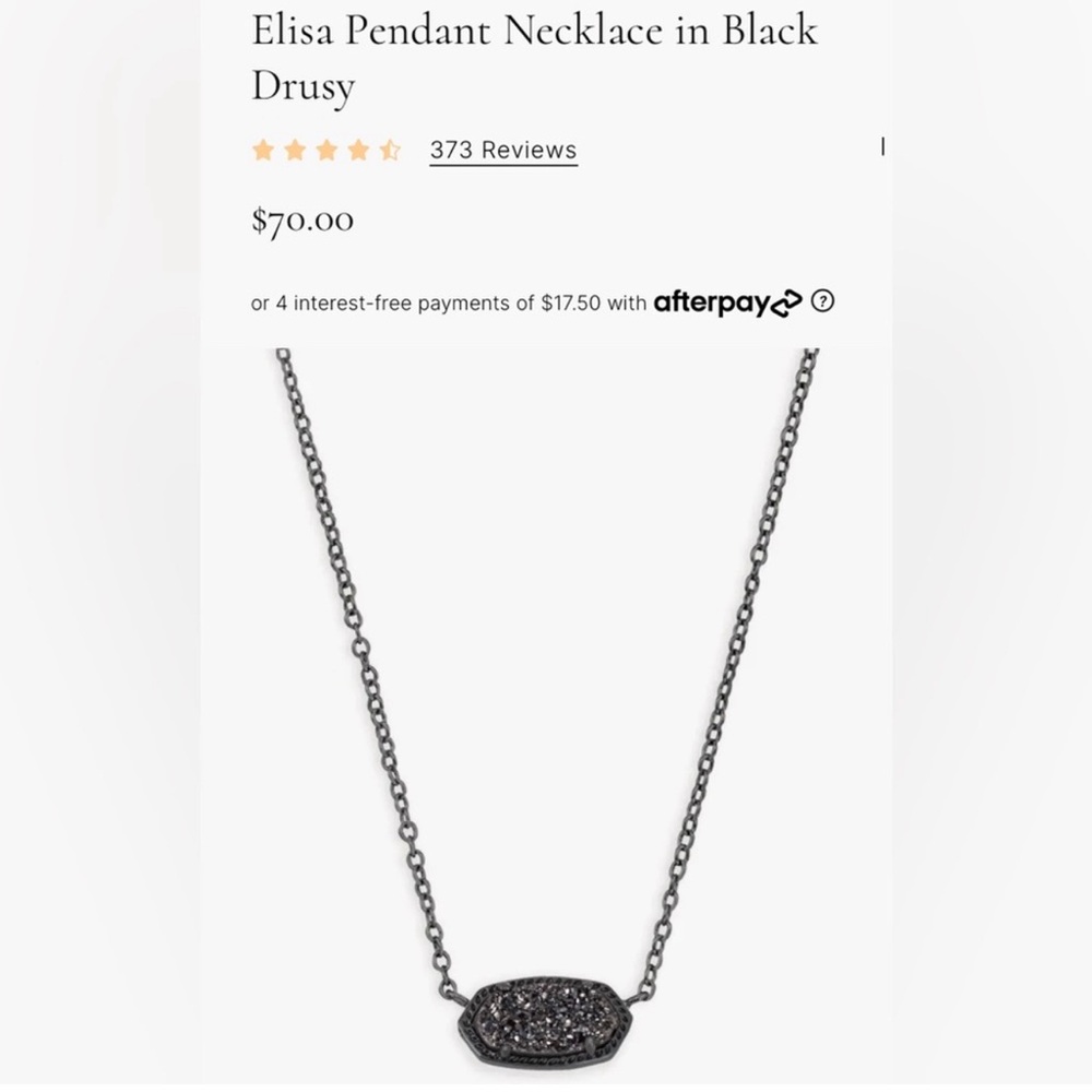 NWT Kendra Scott Elisa Pendant Necklace in Black Drusy